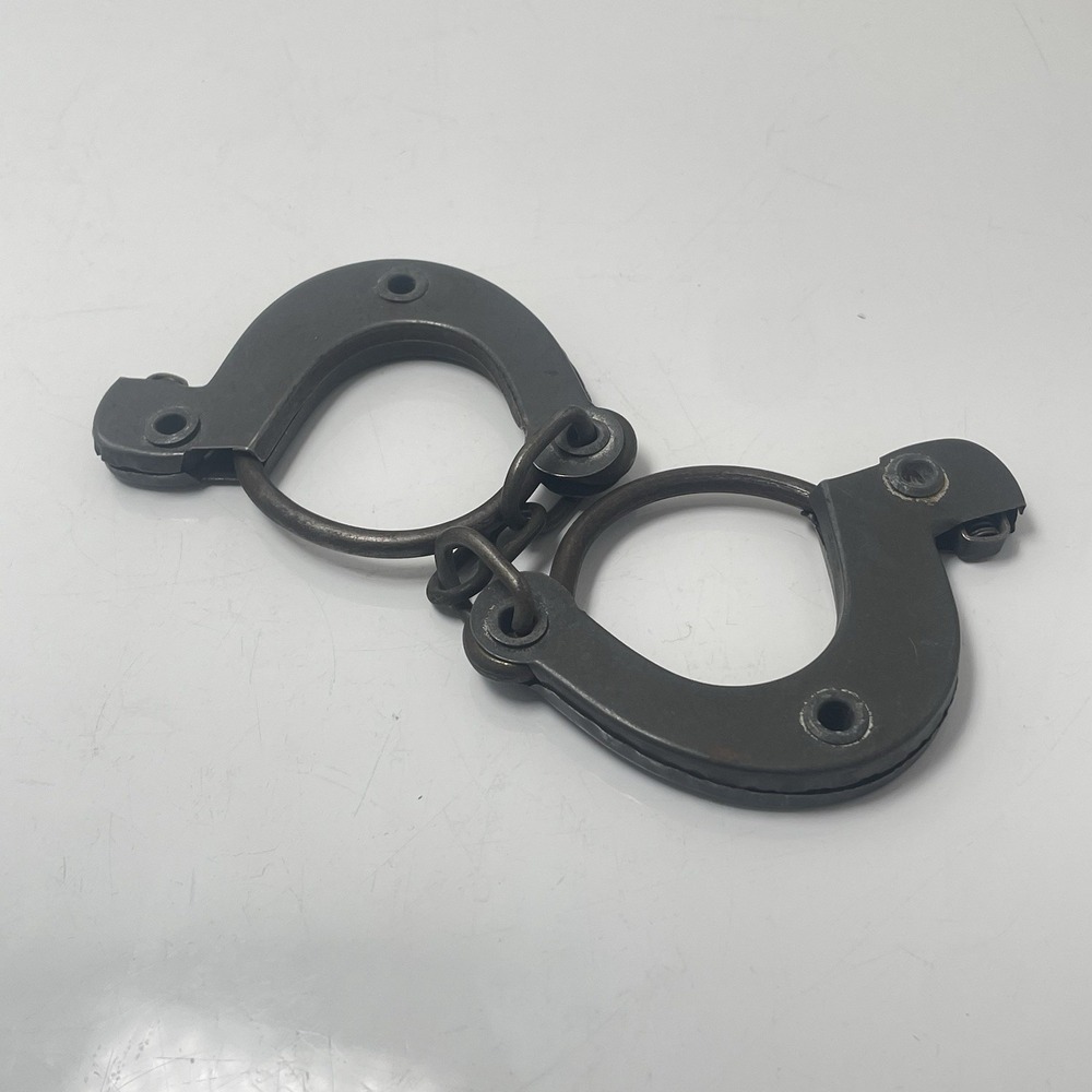 Vintage Kids‎ Toy 8" Metal Handcuffs-Push Button Rare